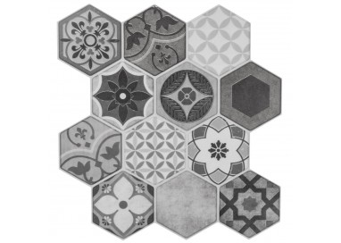 Sticker polygone carreaux de ciment gris x2 
