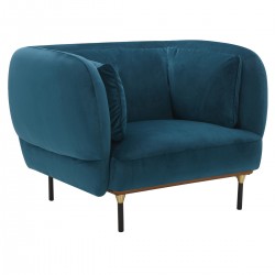 Fauteuil "Isée" en velours bleu canard - Divers coloris