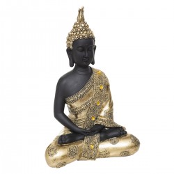 Statuette de Bouddha assis en résine dorée H34 cm