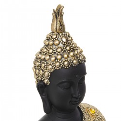 Statuette de Bouddha assis en résine dorée H34 cm