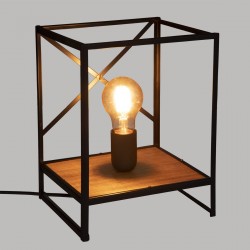 Lampe "Sidéo" en métal et bois d'acacia H26 cm