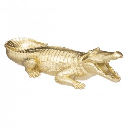 Statuette crocodile doré H11 cm