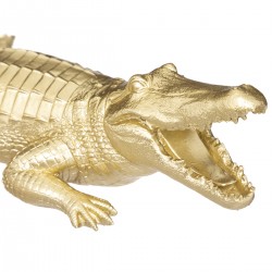 Statuette crocodile doré H11 cm