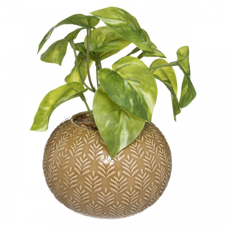 Plante artificielle "Palm" et son pot en céramique D13 cm - Divers coloris