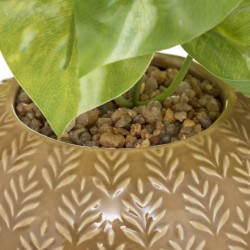Plante artificielle "Palm" et son pot en céramique D13 cm - Divers coloris