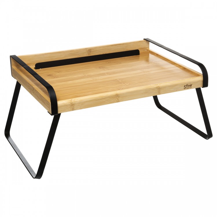 Plateau petit déjeuner Nera en bois de bambou et métal noir My Kozy Shop image Plateau petit déjeuner Nera en bois de bambou et métal noir My Kozy Shop image