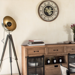 Buffet Danik en bois et verre trempé comprenant 2 portes