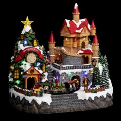 Village de Noël lumineux, "Manoir du Père Noël et son train"