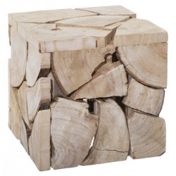 Tabouret carré effet bois empilé de 30cm pour une déco scandinave tendance