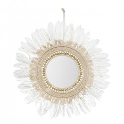 Miroir or "Plume" blanche D50 cm