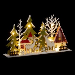 Village de Noël lumineux en bois 3D H17 cm
