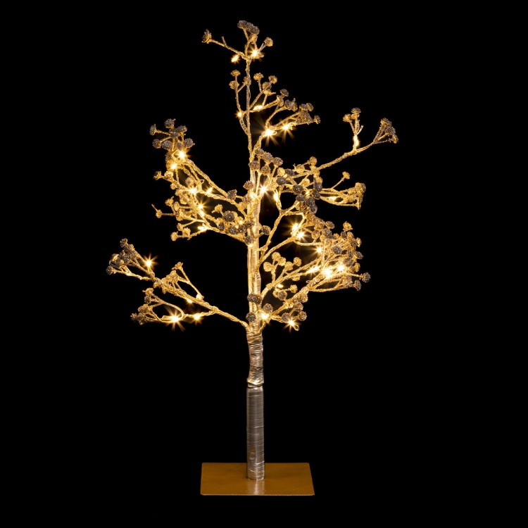 Arbre lumineux "Bouquet or" H50 cm