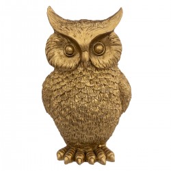 Hibou en résine dorée H16 cm