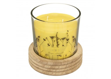 Bougie parfumée à la citronnelle au motifs fleuris et la cire jaune