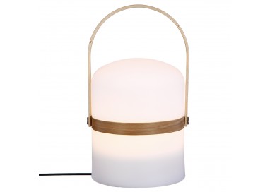 Lampe nomade extérieur Kiara hauteur 27cm blanche et effet bois My Kozy Shop image