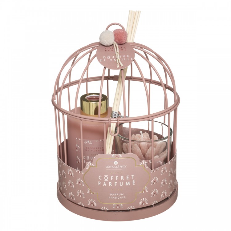 Coffret cadeau cage Merveilleuse avec bougie et diffuseur de parfum My Kozy Shop image