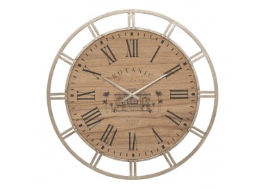 Grande horloge en métal et bois vintage grand diamètre My Kozy Shop image