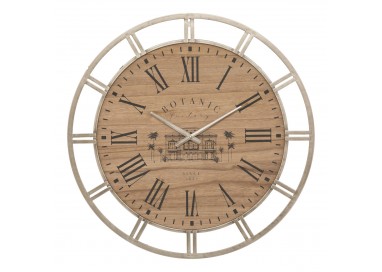 Grande horloge en métal et bois vintage grand diamètre My Kozy Shop image