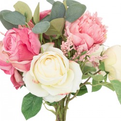 Bouquet de rose blanche et rose H50cm My Kozy Shop