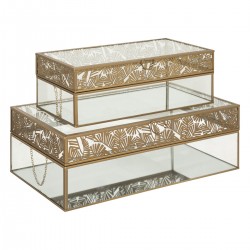Lot de 2 boîtes à bijoux en verre et finitions en métal doré Rivi My Kozy Shop