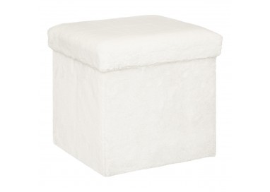 Pouf pliant "Ezzio" blanc en velours - My Kozy Shop