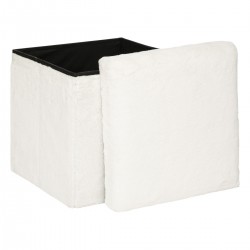 Pouf pliant "Ezzio" blanc en velours - My Kozy Shop