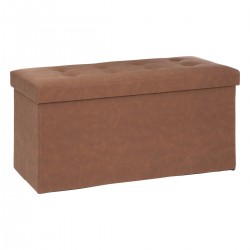 Double pouf avec coffre marron effet cuir, pour un style industriel et un rangement d'appoint dans votre intérieur. My Kozy Shop