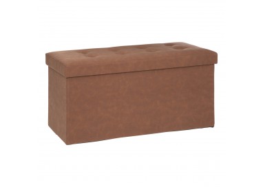 Double pouf avec coffre marron effet cuir, pour un style industriel et un rangement d'appoint dans votre intérieur. My Kozy Shop