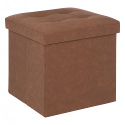 Pouf marron effet nubuck et son espace de rangement My Kozy Shop image