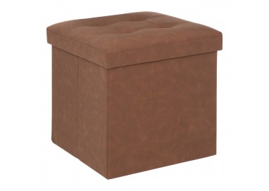 Pouf marron effet nubuck et son espace de rangement My Kozy Shop image