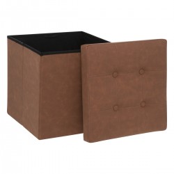 Pouf marron effet nubuck et son espace de rangement My Kozy Shop image