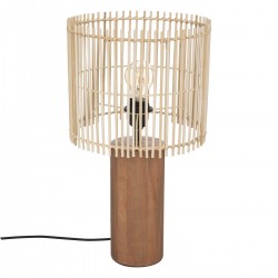 Lampe Davys au charme ethnique avec lattes de bambou et pied en bois de pin My Kozy Shop image