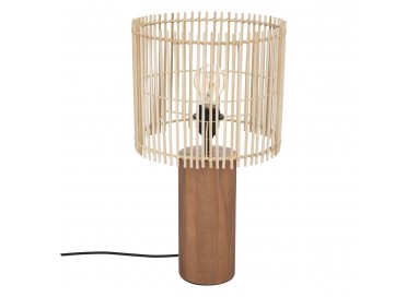 Lampe Davys au charme ethnique avec lattes de bambou et pied en bois de pin My Kozy Shop image