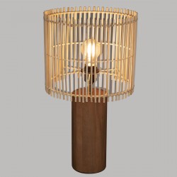 Lampe Davys au charme ethnique avec lattes de bambou et pied en bois de pin My Kozy Shop image