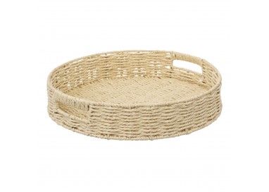 Plateau rond "Kord" en papier tressé. My Kozy Shop