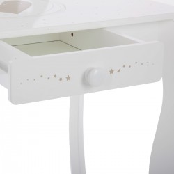 Coiffeuse et son tabouret en bois blanc pour toutes les petites filles qui rêvent de princesse.