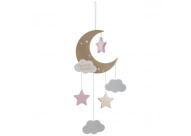 Suspension Lune pour bébé rose, décoration à suspendre