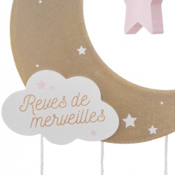 Suspension Lune pour bébé rose, décoration à suspendre