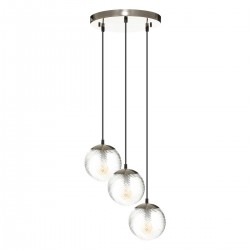 Suspension "night" avec ses 3 globes en verre strié