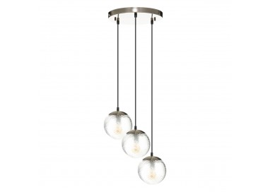 Suspension "night" avec ses 3 globes en verre strié