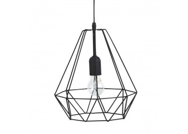 Suspension au style contemporain en métal filaire noir Drim