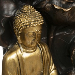 Fontaine zen avec bouddha doré pour des heures de détente dans votre intérieur. Alimentation par secteur