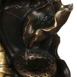 Fontaine zen avec bouddha doré pour des heures de détente dans votre intérieur. Alimentation par secteur