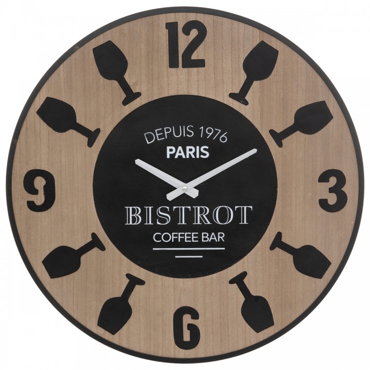 Horloge Lais rétro en bois et métal avec inscriptions vintage