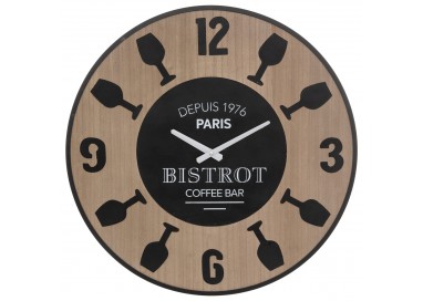 Horloge Lais rétro en bois et métal avec inscriptions vintage