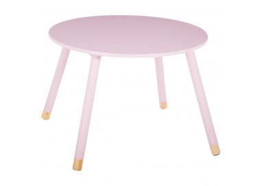 Table ronde en bois pour enfant douceur, disponible en 3 coloris, blanc, rose et gris.