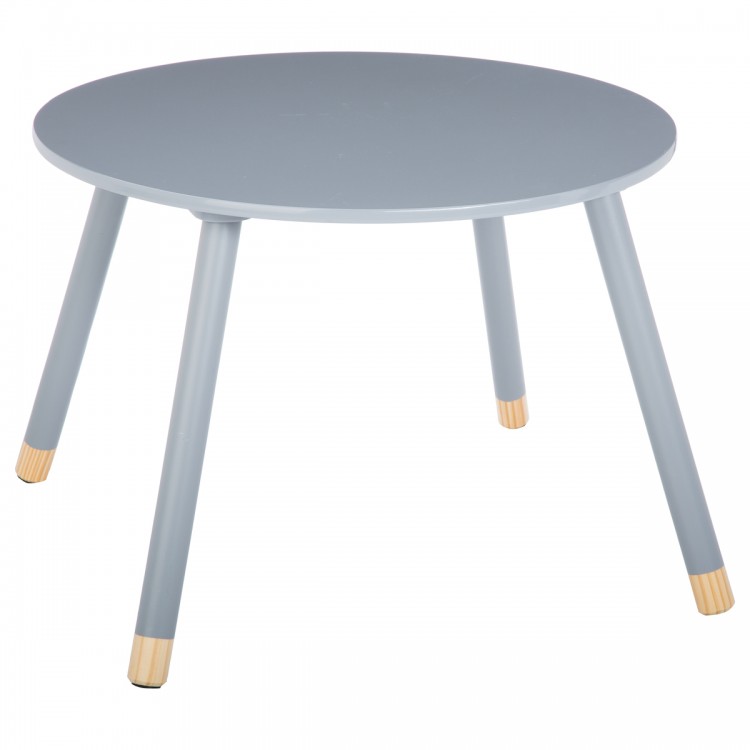 Table ronde en bois pour enfant douceur, disponible en 3 coloris, blanc, rose et gris.