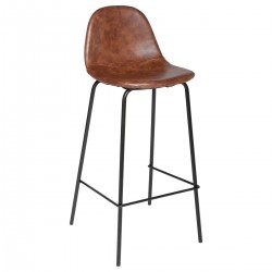 Lot de 2 tabourets de bar effet cuir cognac pour une déco industrielle très tendance