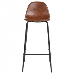 Lot de 2 tabourets de bar effet cuir cognac pour une déco industrielle très tendance