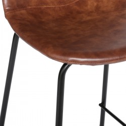 Lot de 2 tabourets de bar effet cuir cognac pour une déco industrielle très tendance